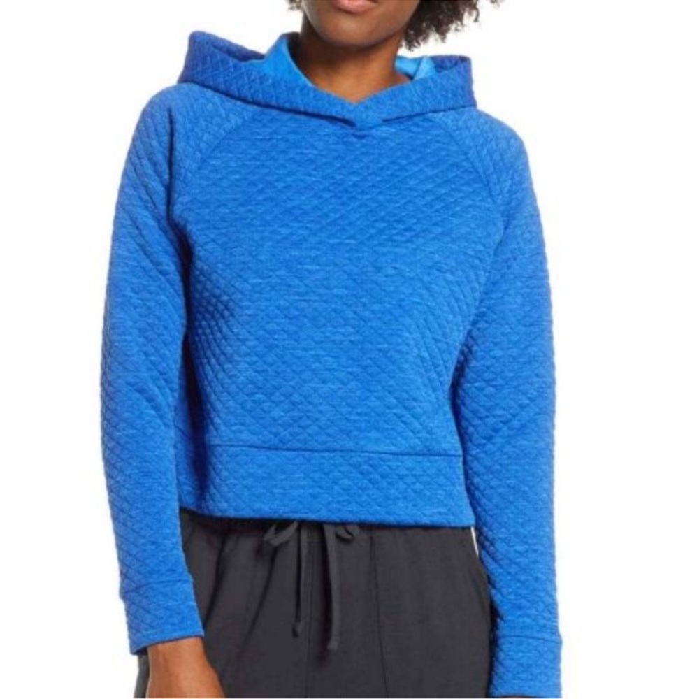 New Balance Royal Blue Heat Loft Quilted Cropped Hoddie